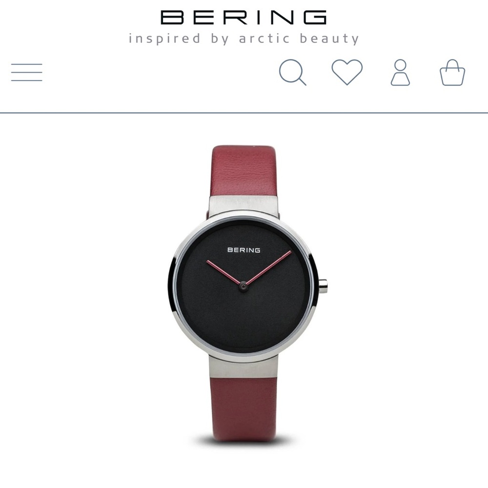 Bering Women's Black and Red Watch / European, genuine leather